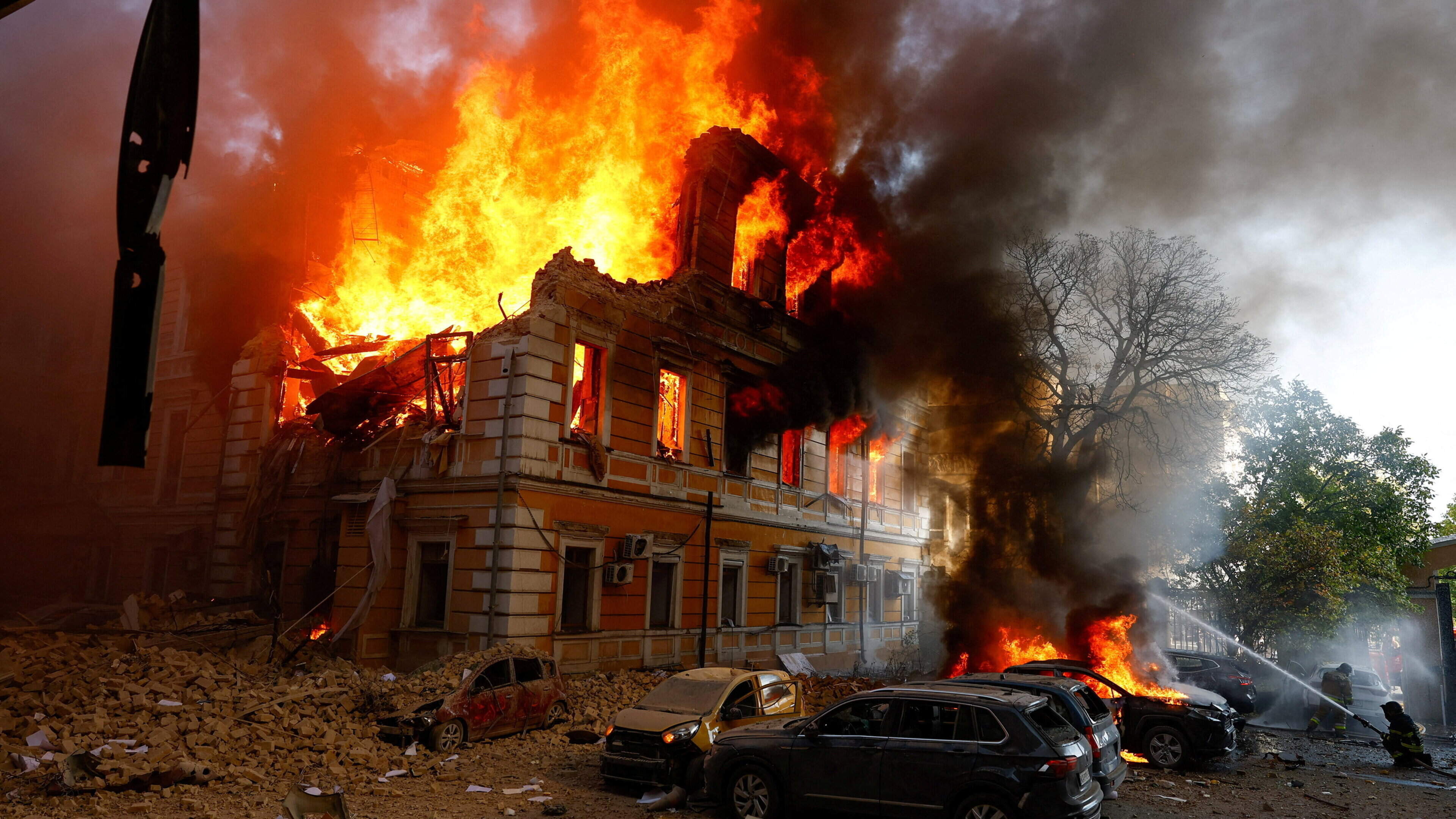 In pictures: Russia steps up attacks on civilian targets in Ukraine